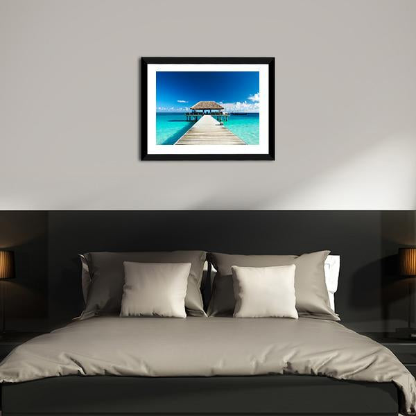 Beach With Jetty Maldives Canvas Wall Art-3 Horizontal-Gallery Wrap-25&quot; x 16&quot;-Tiaracle