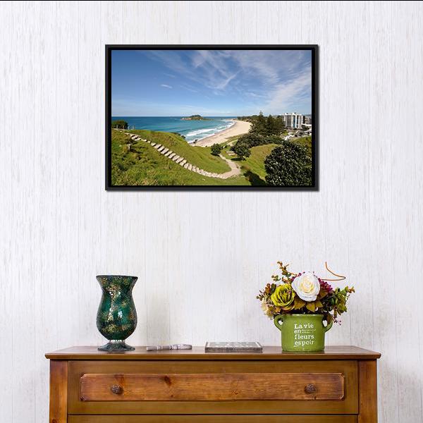 Beach With Mount Maunganui Panoramic Canvas Wall Art-1 Piece-36" x 12"-Tiaracle