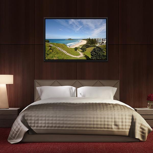 Beach With Mount Maunganui Panoramic Canvas Wall Art-1 Piece-36" x 12"-Tiaracle