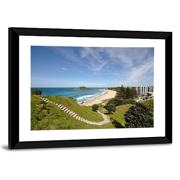 Beach With Mount Maunganui Panoramic Canvas Wall Art-1 Piece-36" x 12"-Tiaracle