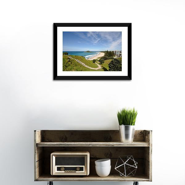 Beach With Mount Maunganui Panoramic Canvas Wall Art-1 Piece-36" x 12"-Tiaracle