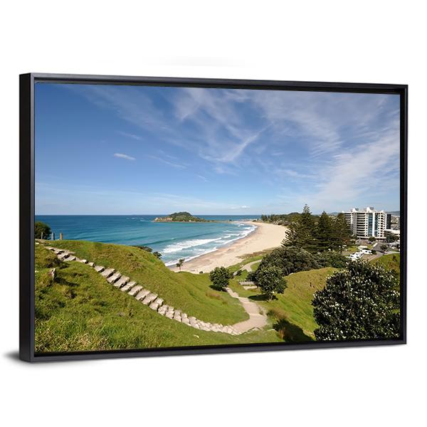 Beach With Mount Maunganui Panoramic Canvas Wall Art-1 Piece-36" x 12"-Tiaracle