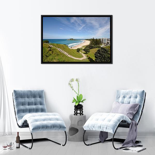 Beach With Mount Maunganui Panoramic Canvas Wall Art-1 Piece-36" x 12"-Tiaracle