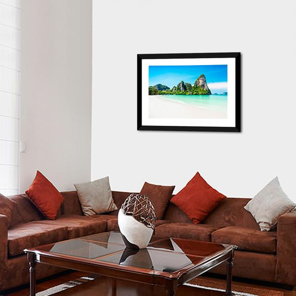 Beach With Mountains Canvas Wall Art-3 Horizontal-Gallery Wrap-25" x 16"-Tiaracle