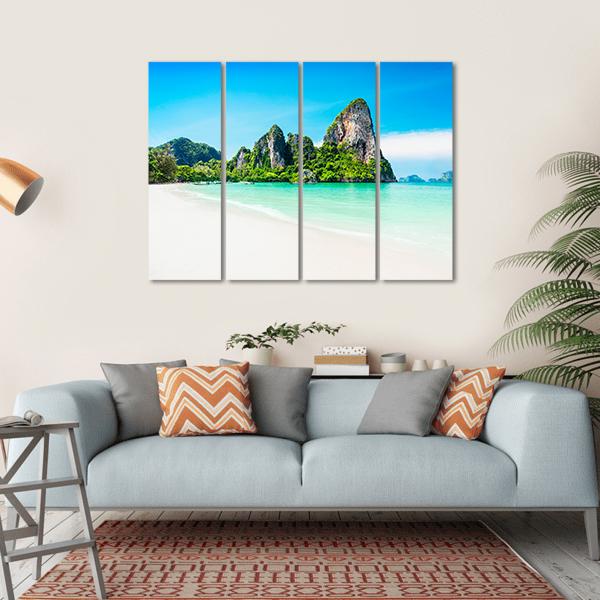 Beach With Mountains Canvas Wall Art-4 Horizontal-Gallery Wrap-34" x 24"-Tiaracle