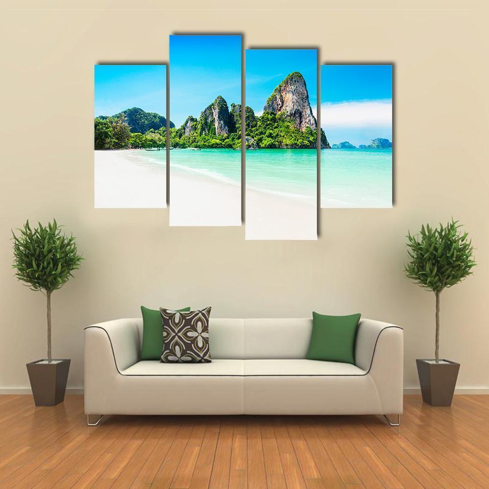 Beach With Mountains Canvas Wall Art-4 Pop-Gallery Wrap-50" x 32"-Tiaracle