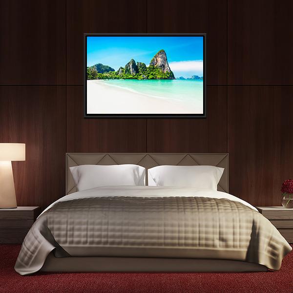 Beach With Mountains Panoramic Canvas Wall Art-1 Piece-36" x 12"-Tiaracle
