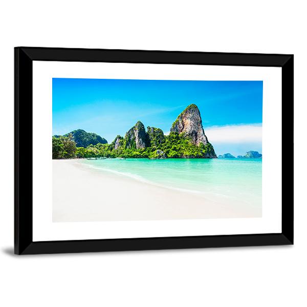 Beach With Mountains Panoramic Canvas Wall Art-1 Piece-36" x 12"-Tiaracle