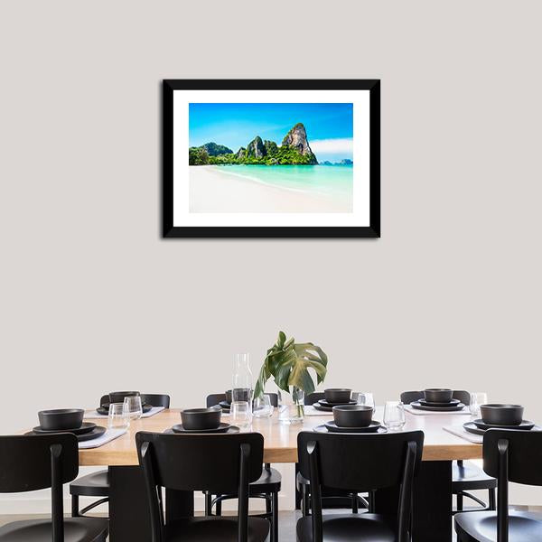 Beach With Mountains Panoramic Canvas Wall Art-1 Piece-36" x 12"-Tiaracle