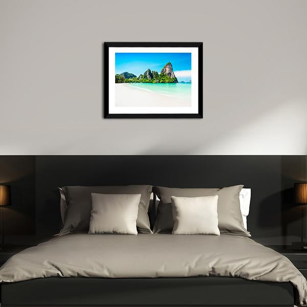Beach With Mountains Panoramic Canvas Wall Art-1 Piece-36" x 12"-Tiaracle