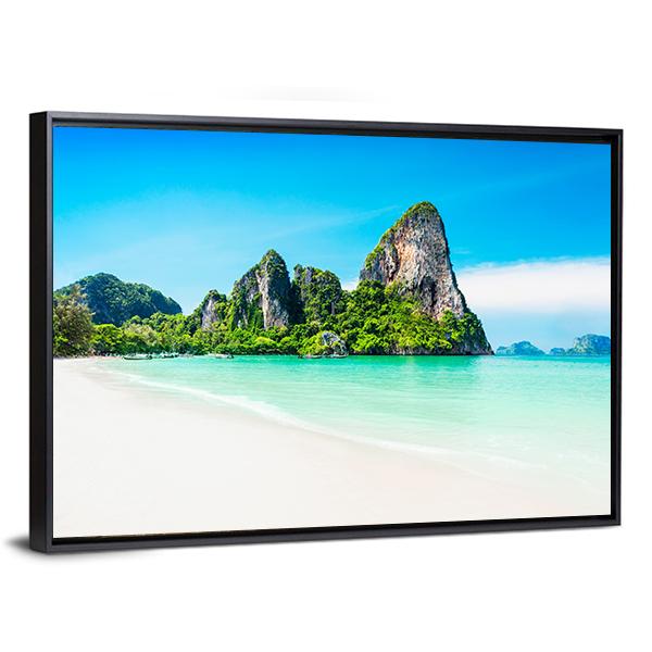 Beach With Mountains Panoramic Canvas Wall Art-1 Piece-36" x 12"-Tiaracle