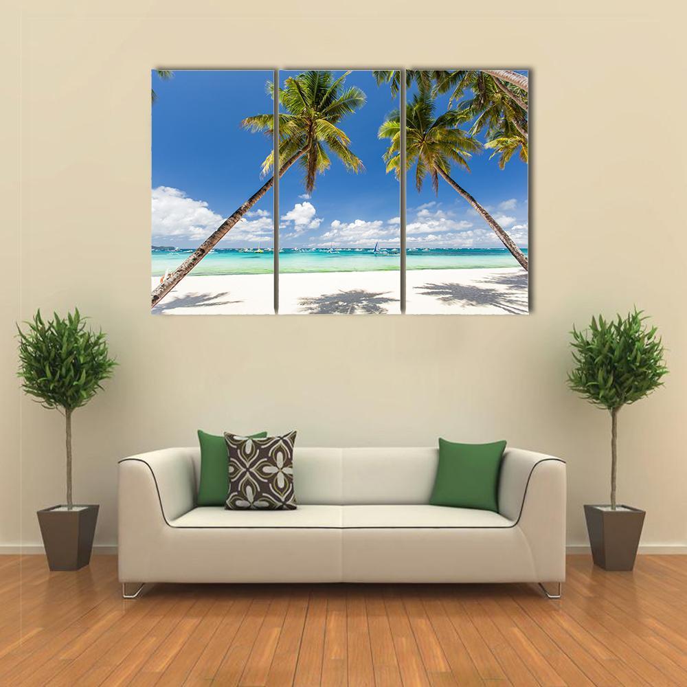 Palms &amp; White Sand Philippines Canvas Wall Art-3 Horizontal-Gallery Wrap-37" x 24"-Tiaracle
