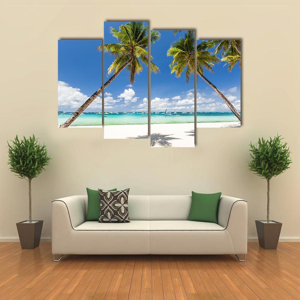 Palms & White Sand Philippines Canvas Wall Art-4 Pop-Gallery Wrap-50" x 32"-Tiaracle