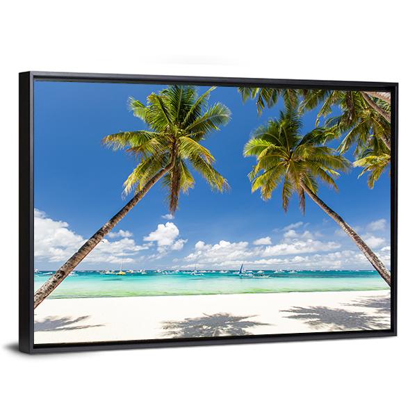 Palms &amp; White Sand Philippines Canvas Wall Art-3 Horizontal-Gallery Wrap-25" x 16"-Tiaracle