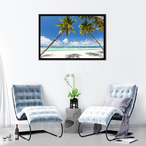 Palms &amp; White Sand Philippines Canvas Wall Art-3 Horizontal-Gallery Wrap-25" x 16"-Tiaracle