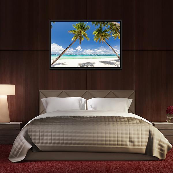 Palms &amp; White Sand Philippines Canvas Wall Art-3 Horizontal-Gallery Wrap-25" x 16"-Tiaracle