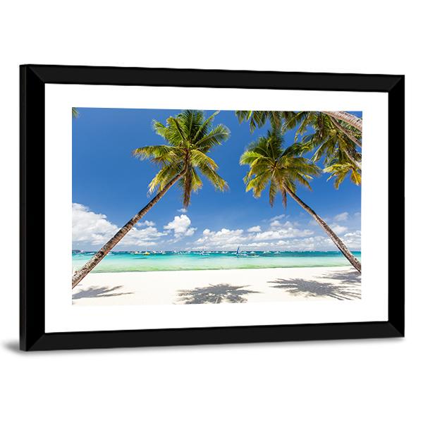 Palms &amp; White Sand Philippines Canvas Wall Art-3 Horizontal-Gallery Wrap-25" x 16"-Tiaracle