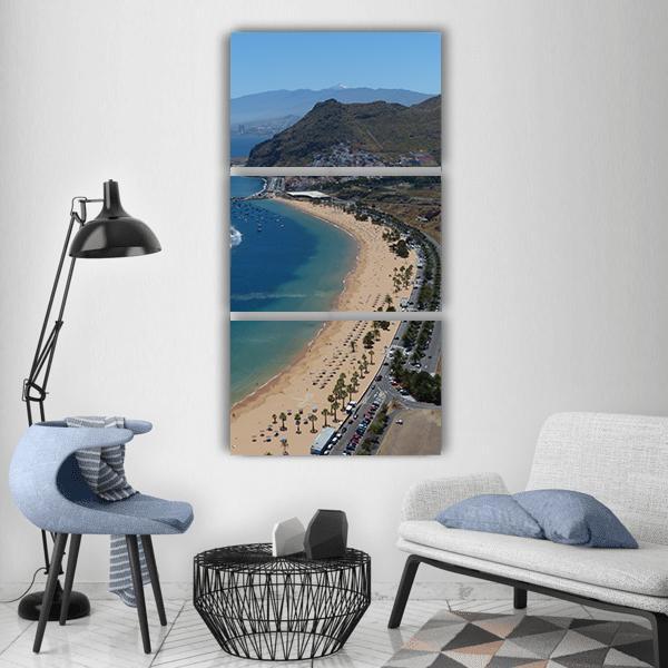 Beach With Sea Water Vertical Canvas Wall Art-3 Vertical-Gallery Wrap-12" x 25"-Tiaracle