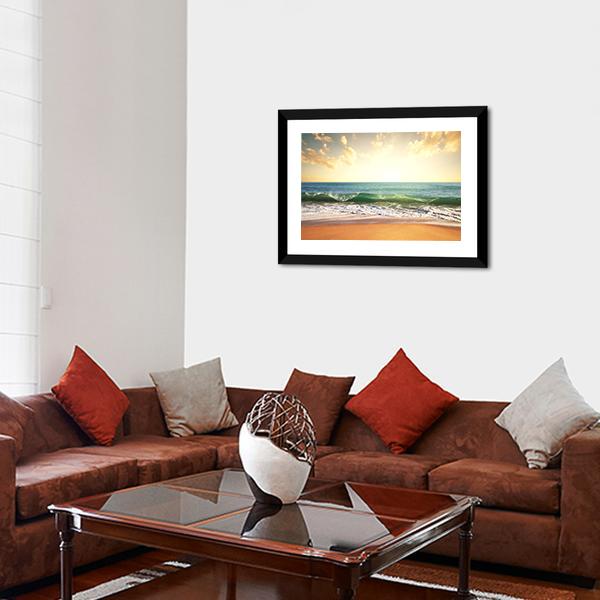 Beach With Smooth Ocean Canvas Wall Art-3 Horizontal-Gallery Wrap-25" x 16"-Tiaracle