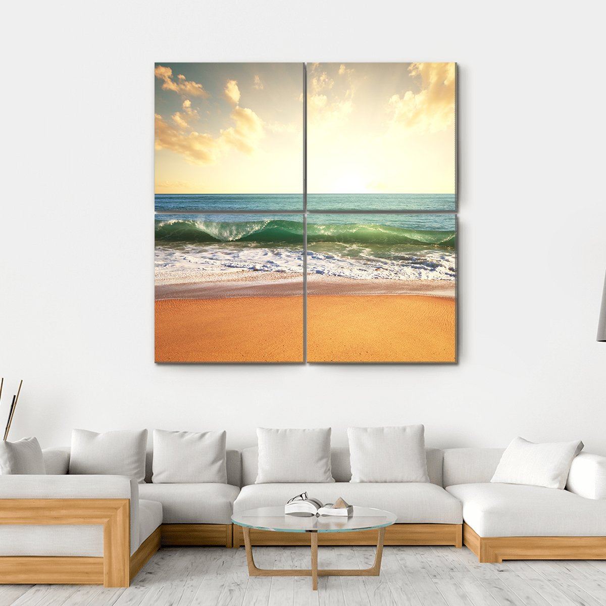 Beach With Smooth Ocean Canvas Wall Art-4 Square-Gallery Wrap-17" x 17"-Tiaracle