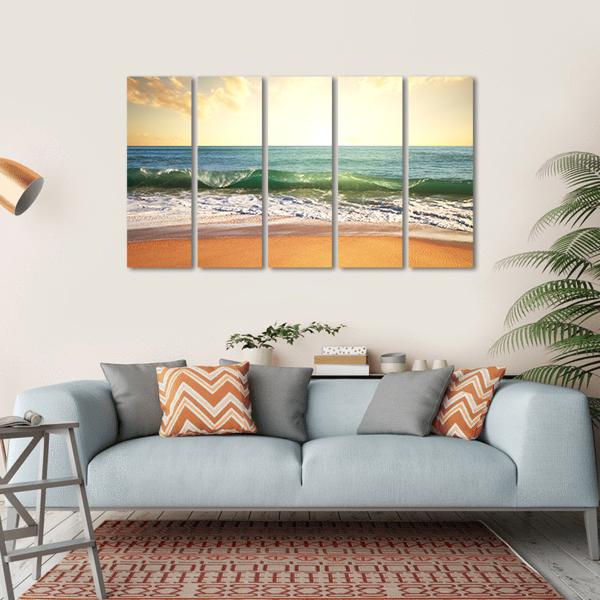 Beach With Smooth Ocean Canvas Wall Art-5 Horizontal-Gallery Wrap-22" x 12"-Tiaracle