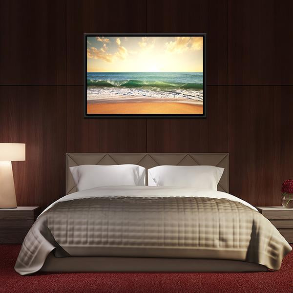 Beach With Smooth Ocean Canvas Wall Art-5 Horizontal-Gallery Wrap-22" x 12"-Tiaracle