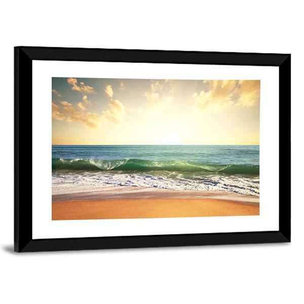 Beach With Smooth Ocean Canvas Wall Art-5 Horizontal-Gallery Wrap-22" x 12"-Tiaracle