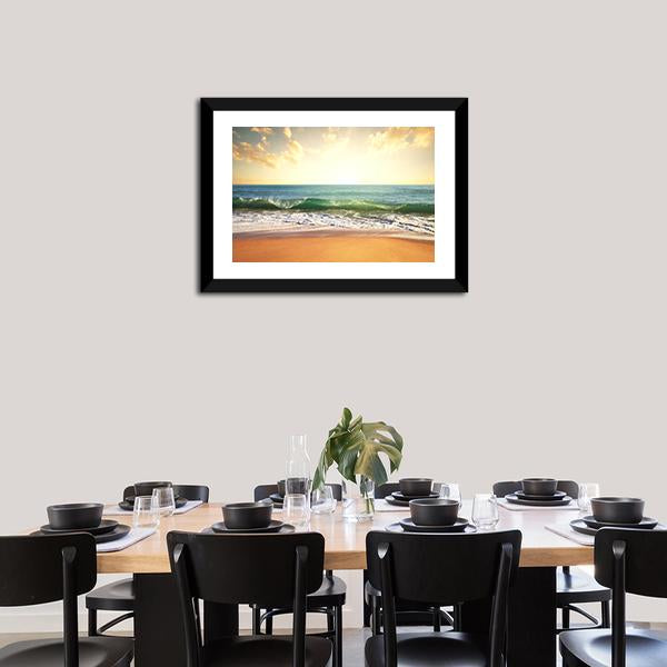 Beach With Smooth Ocean Canvas Wall Art-5 Horizontal-Gallery Wrap-22" x 12"-Tiaracle