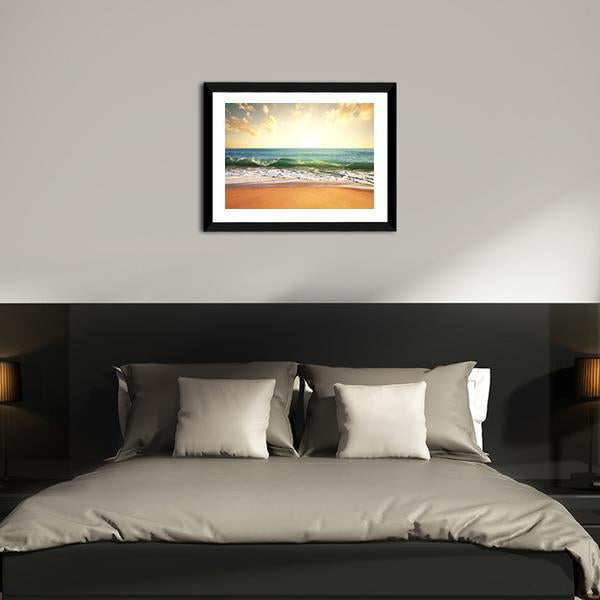Beach With Smooth Ocean Canvas Wall Art-5 Horizontal-Gallery Wrap-22" x 12"-Tiaracle
