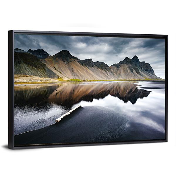 Beach With Wet Black Sand Canvas Wall Art-3 Horizontal-Gallery Wrap-25" x 16"-Tiaracle