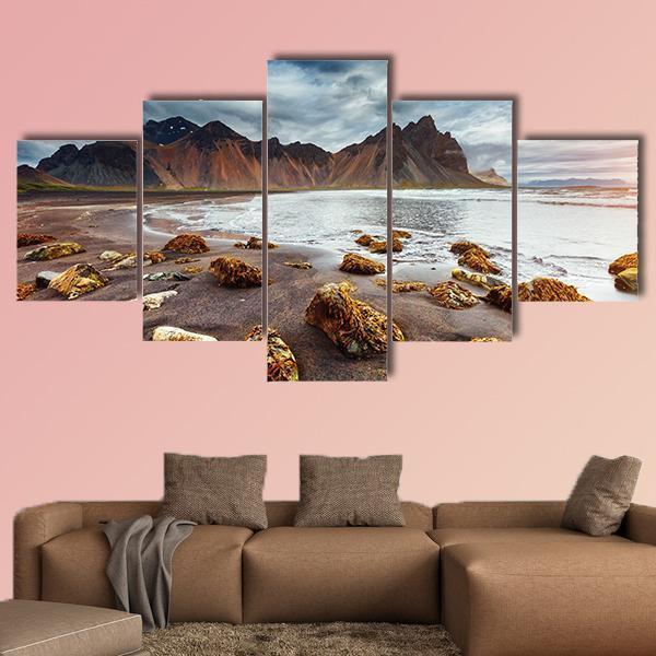 Beach With Wet Sand Canvas Wall Art-5 Star-Gallery Wrap-62" x 32"-Tiaracle