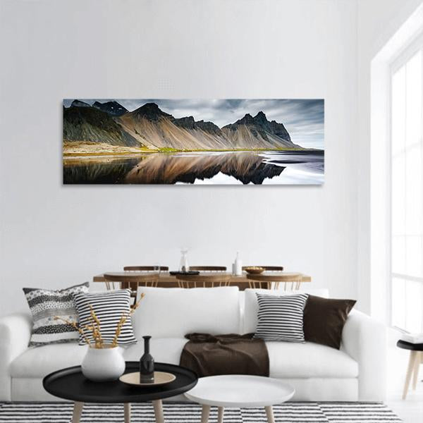 Beach With Wet Black Sand Panoramic Canvas Wall Art-1 Piece-36" x 12"-Tiaracle
