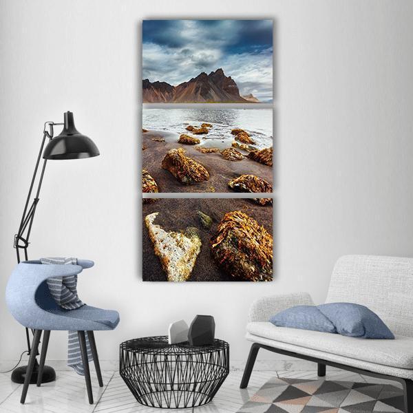 Beach With Wet Sand Vertical Canvas Wall Art-3 Vertical-Gallery Wrap-12" x 25"-Tiaracle