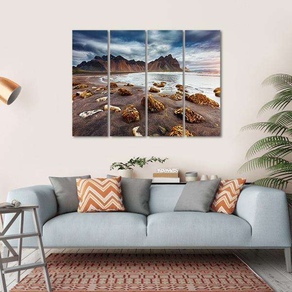 Beach With Wet Sand Canvas Wall Art-4 Horizontal-Gallery Wrap-34" x 24"-Tiaracle