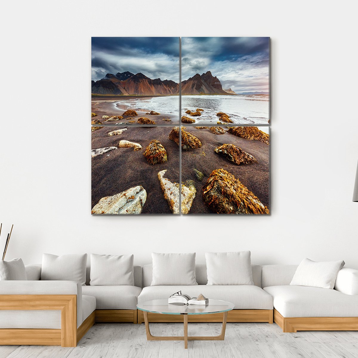 Beach With Wet Sand Canvas Wall Art-4 Square-Gallery Wrap-17" x 17"-Tiaracle