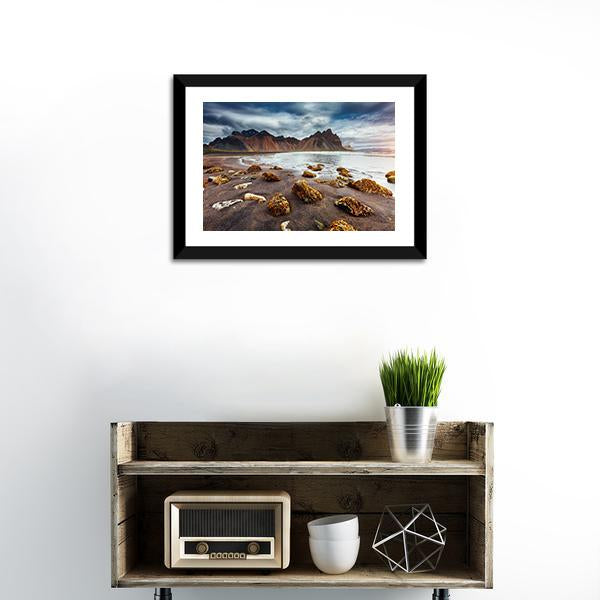 Beach With Wet Sand Canvas Wall Art-1 Piece-Framed Print-20" x 16"-Tiaracle