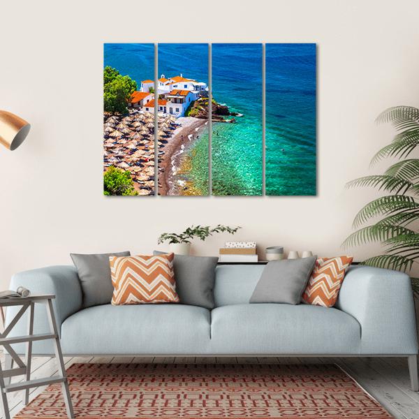 Islands Hydra Greek Canvas Wall Art-4 Horizontal-Gallery Wrap-34" x 24"-Tiaracle