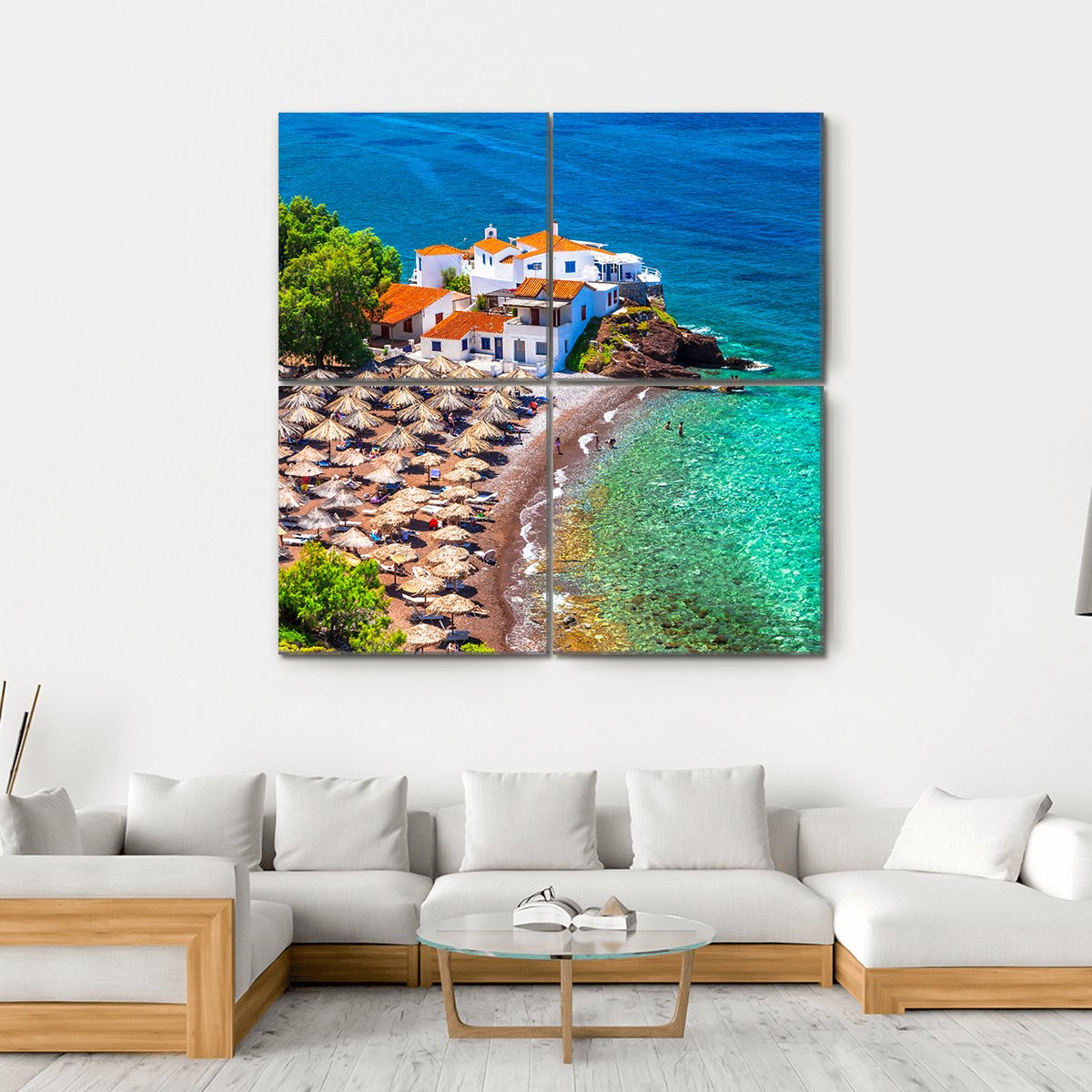 Islands Hydra Greek Canvas Wall Art-4 Square-Gallery Wrap-17" x 17"-Tiaracle