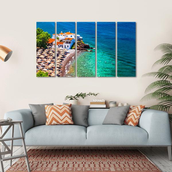 Islands Hydra Greek Canvas Wall Art-5 Horizontal-Gallery Wrap-22" x 12"-Tiaracle