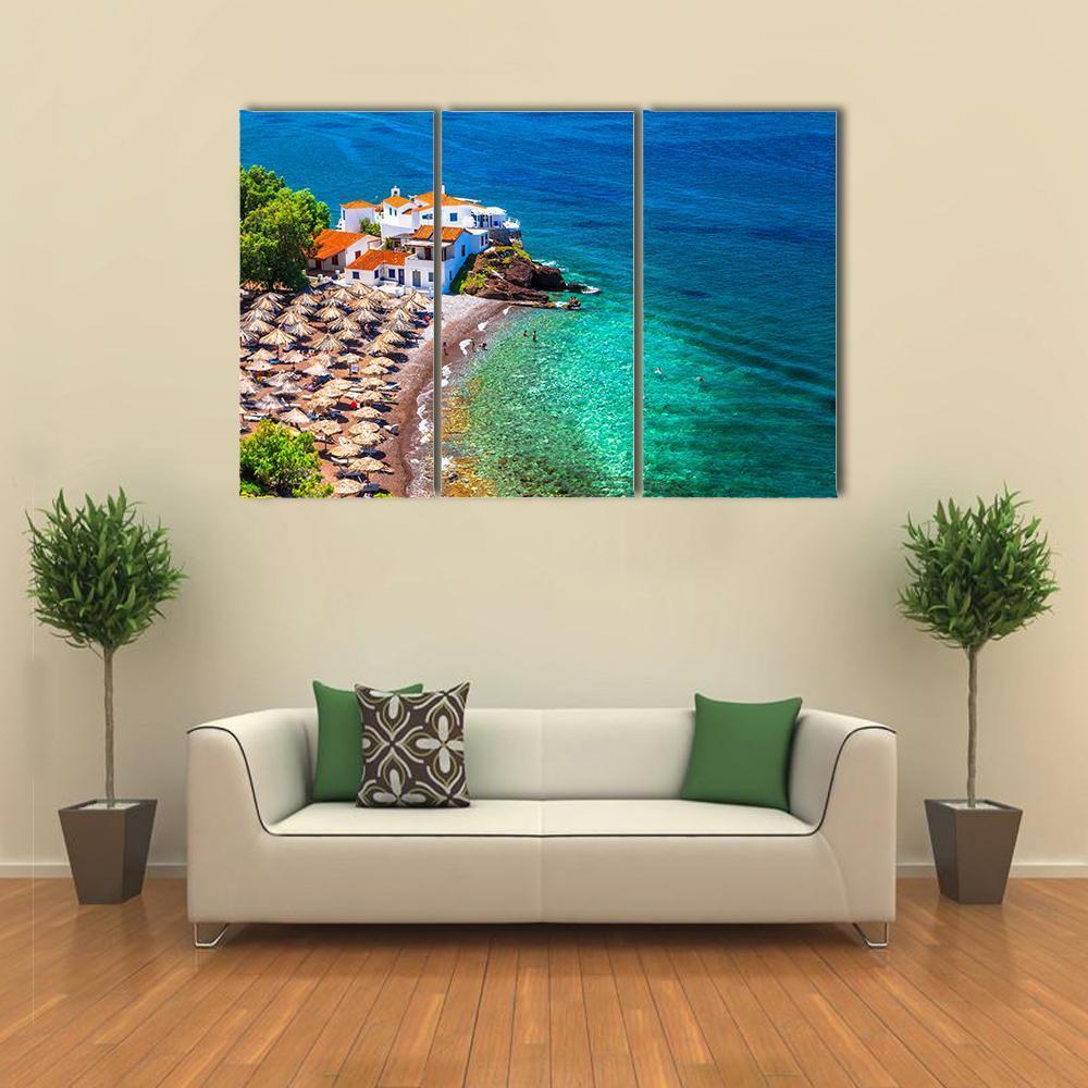 Islands Hydra Greek Canvas Wall Art-3 Horizontal-Gallery Wrap-37" x 24"-Tiaracle