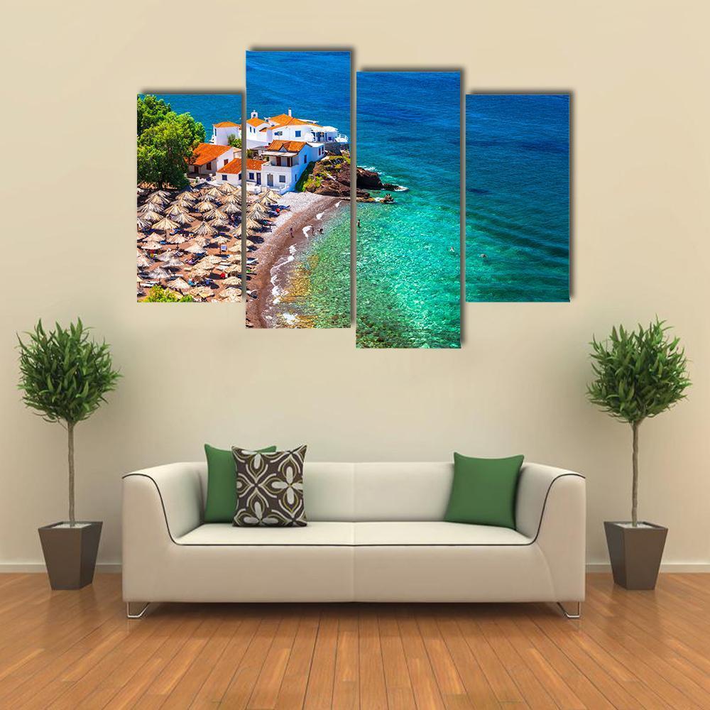 Islands Hydra Greek Canvas Wall Art-4 Pop-Gallery Wrap-50" x 32"-Tiaracle