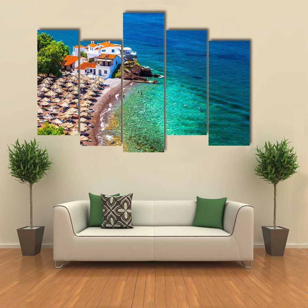 Islands Hydra Greek Canvas Wall Art-5 Pop-Gallery Wrap-47" x 32"-Tiaracle