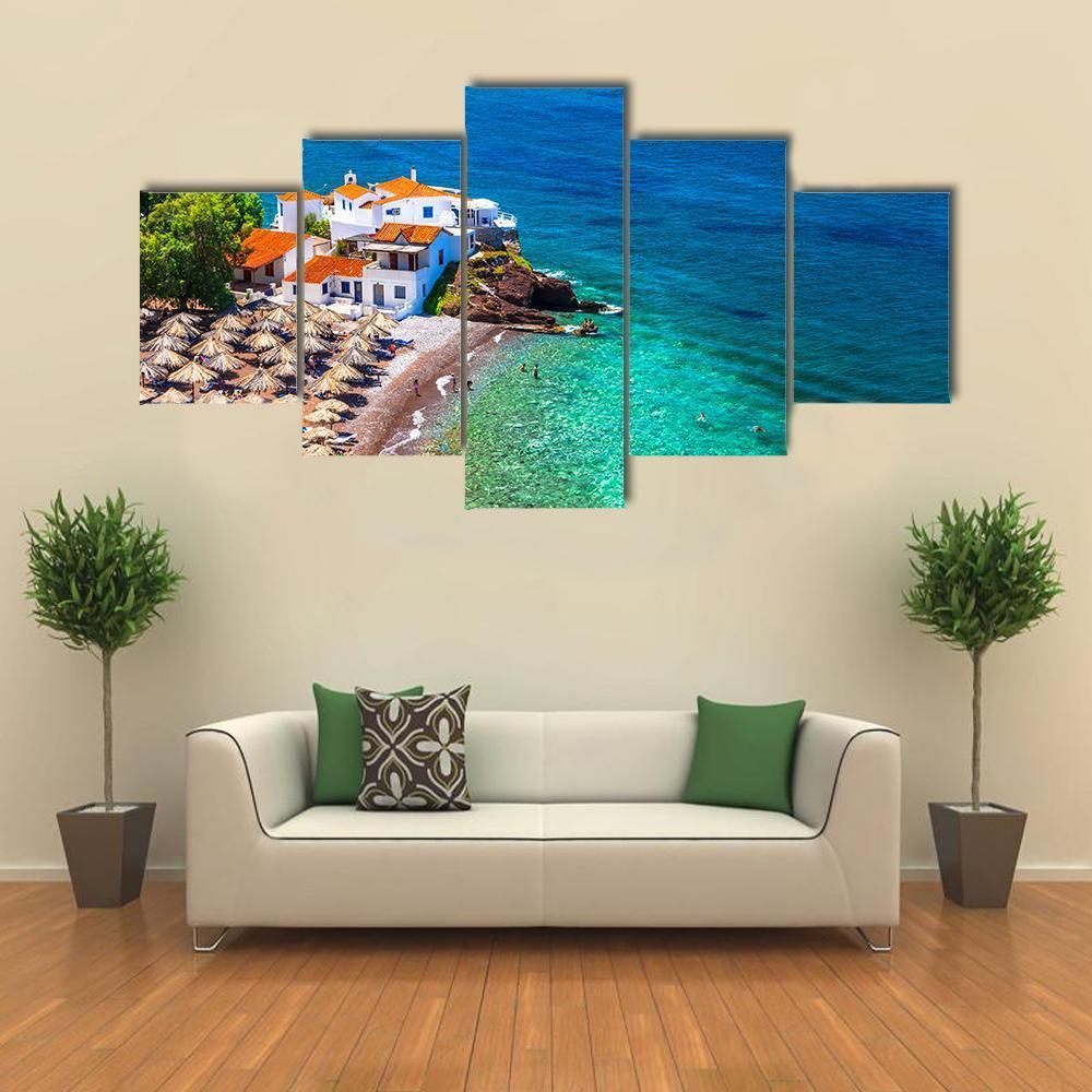 Islands Hydra Greek Canvas Wall Art-3 Horizontal-Gallery Wrap-37" x 24"-Tiaracle