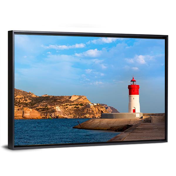Beacon Cartagena Lighthouse Canvas Wall Art-3 Horizontal-Gallery Wrap-25" x 16"-Tiaracle