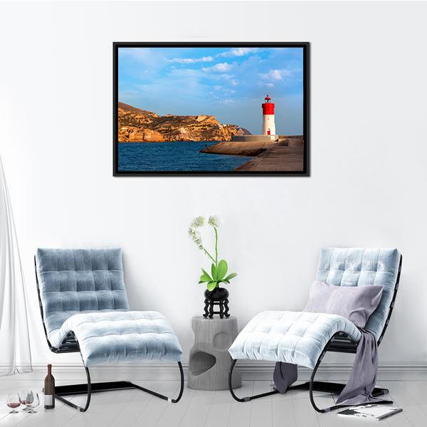Beacon Cartagena Lighthouse Canvas Wall Art-3 Horizontal-Gallery Wrap-25" x 16"-Tiaracle