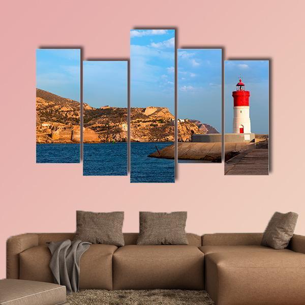 Beacon Cartagena Lighthouse Canvas Wall Art-5 Pop-Gallery Wrap-47" x 32"-Tiaracle