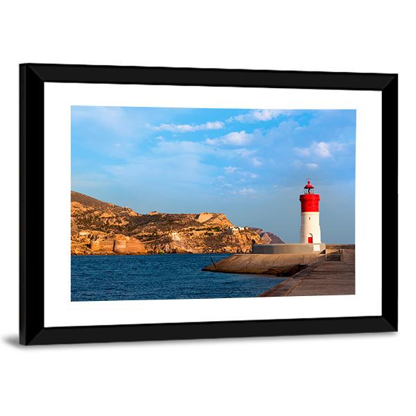 Beacon Cartagena Lighthouse Canvas Wall Art-3 Horizontal-Gallery Wrap-25" x 16"-Tiaracle