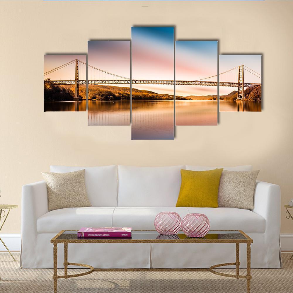 Bear Mountain Bridge Canvas Wall Art-5 Star-Gallery Wrap-62" x 32"-Tiaracle