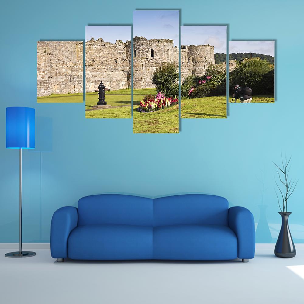 Beaumaris Castle UK Canvas Wall Art-5 Star-Gallery Wrap-62" x 32"-Tiaracle