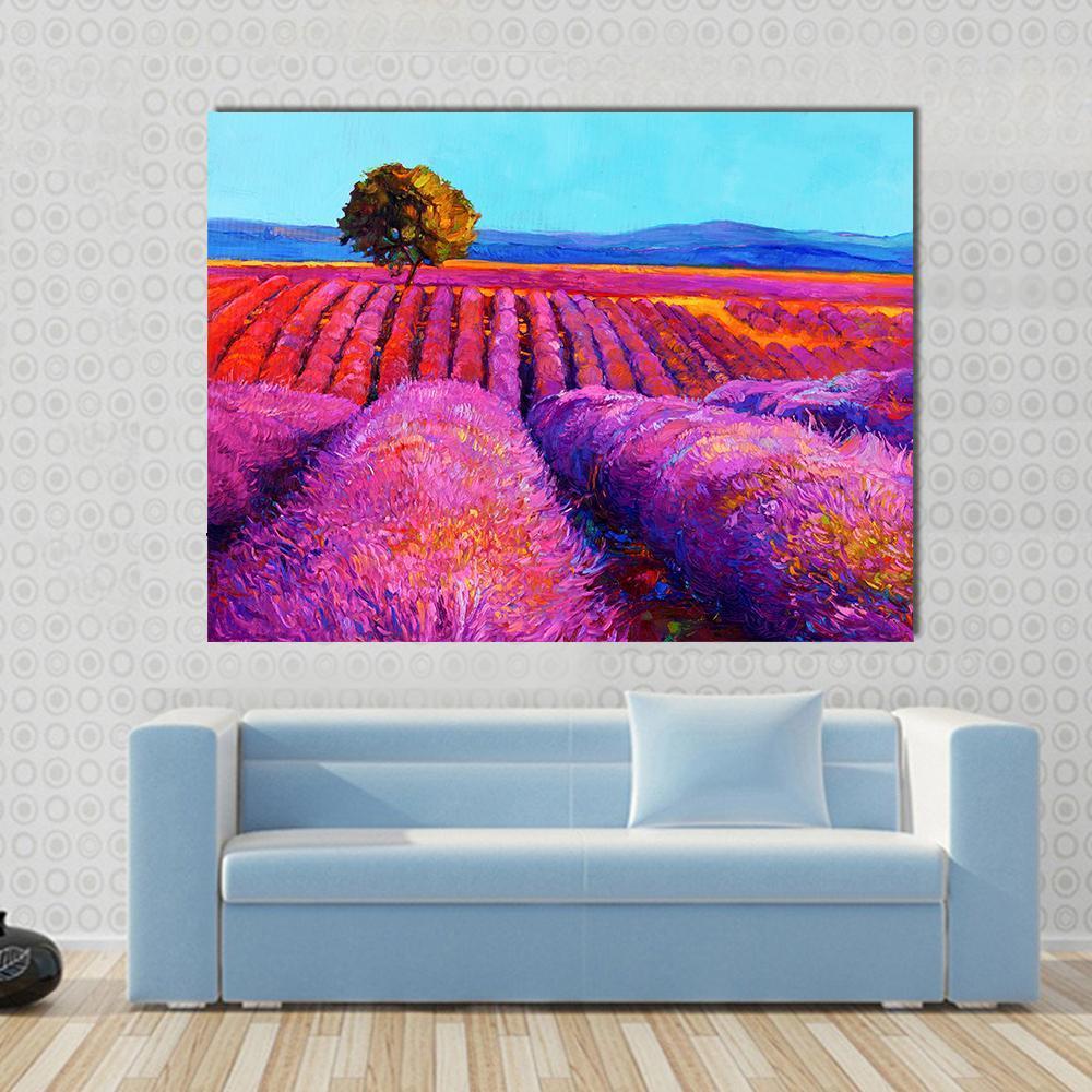 Abstract Lavender Fields Canvas Wall Art-1 Piece-Gallery Wrap-48" x 32"-Tiaracle
